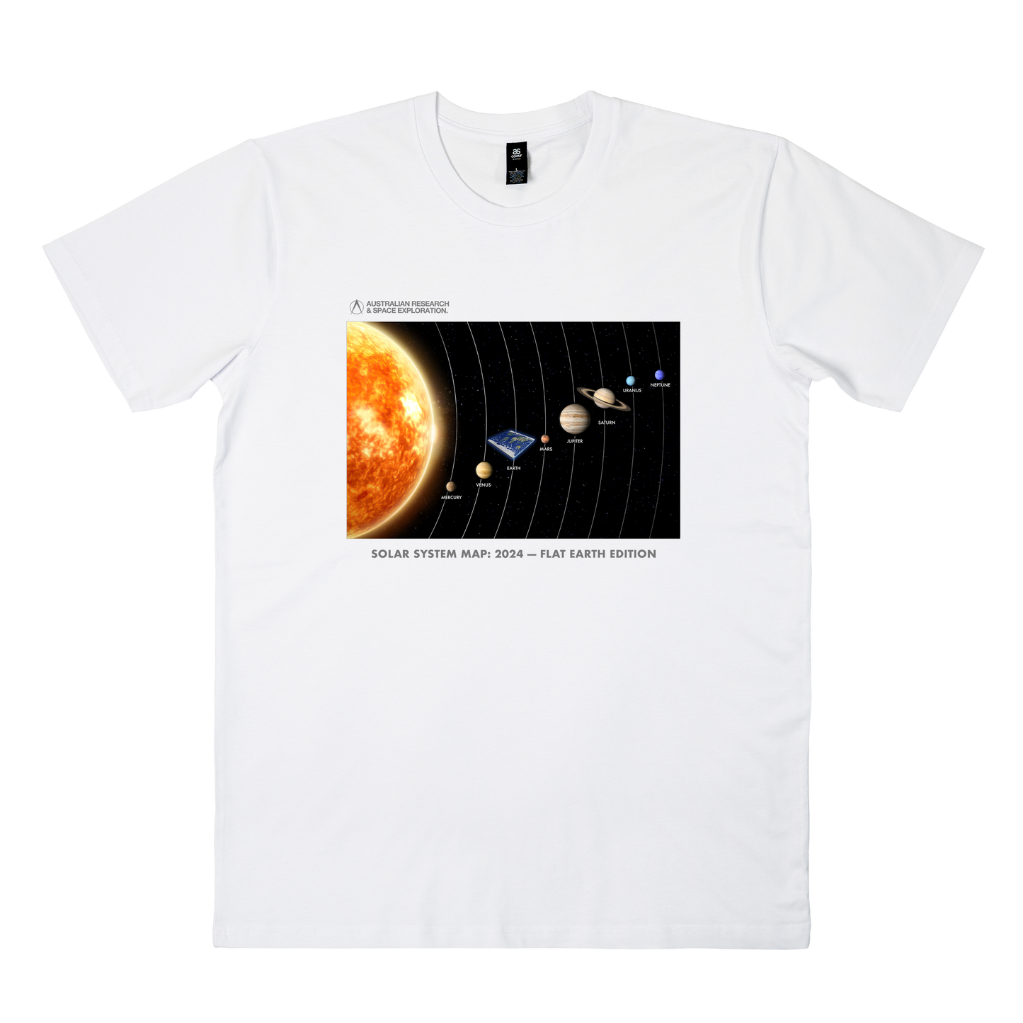 Flat Earth Solar System Tee White