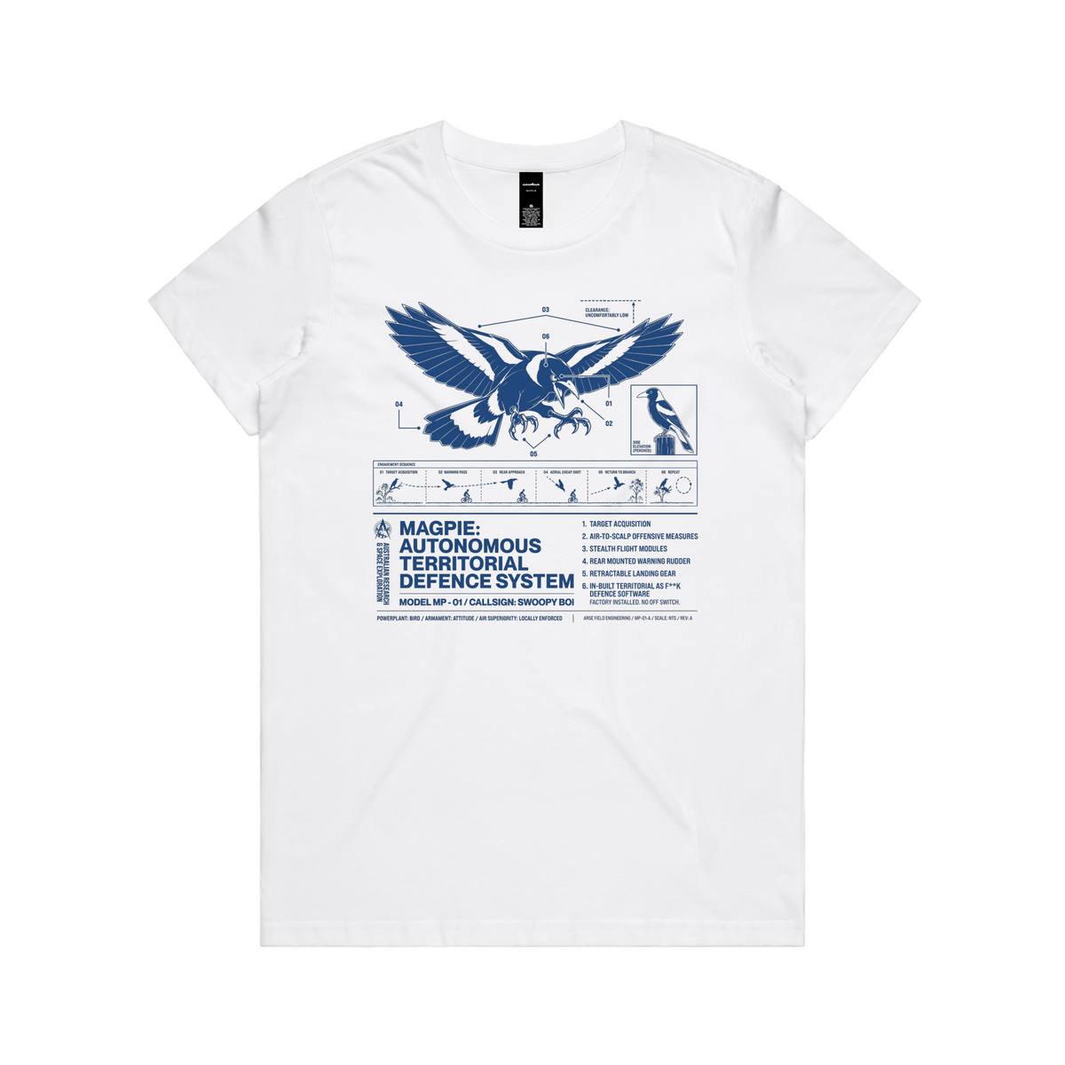 Autonomous Territorial Defence System Womens Tee — White front