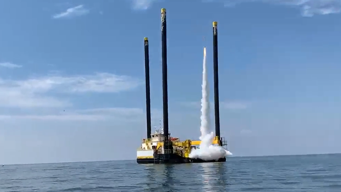 1st Rocket Ever Launched From Floating Pad
