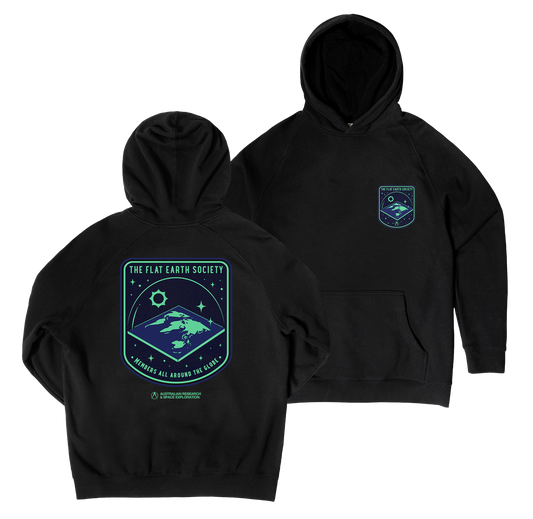 Flat Earth Society Hoodie Black