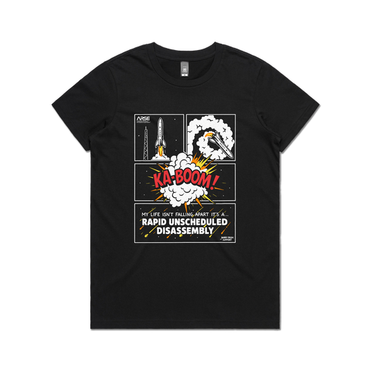 Rapid Unscheduled Disassembly Ladies Tee Black