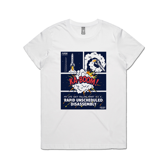 Rapid Unscheduled Disassembly Ladies Tee White