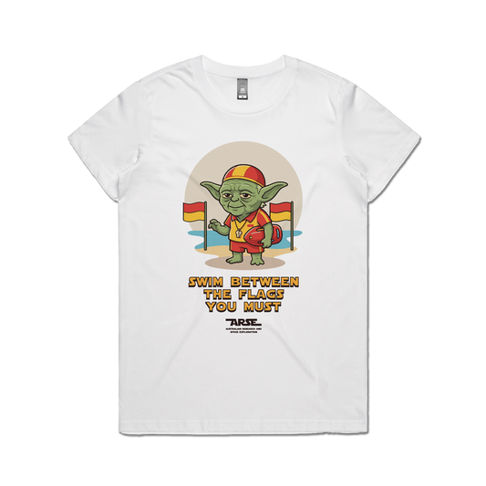 Yoda Beach Ladies Tee White