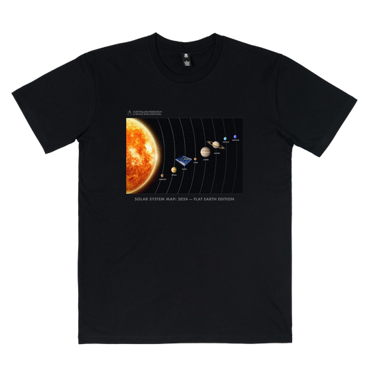 Flat Earth Solar System Tee Black