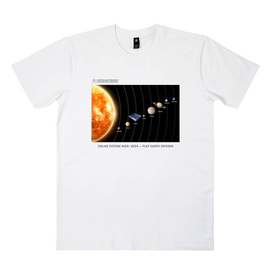 Flat Earth Solar System Tee White