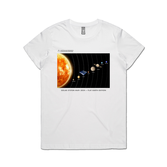 Flat Earth Solar System Ladies Tee White