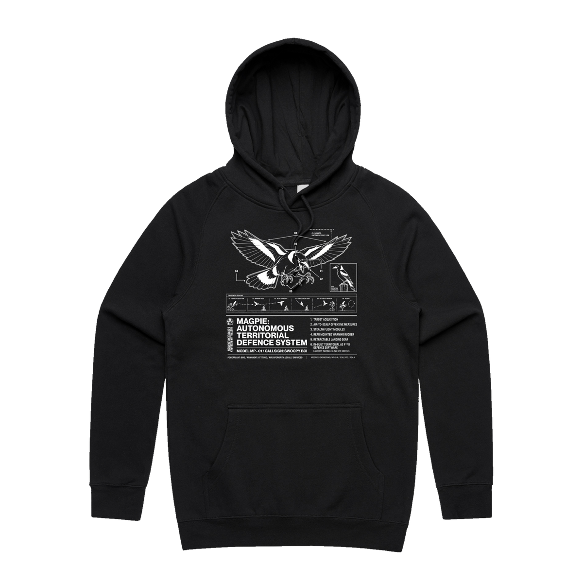 Autonomous Territorial Defence System Hoodie — Black front