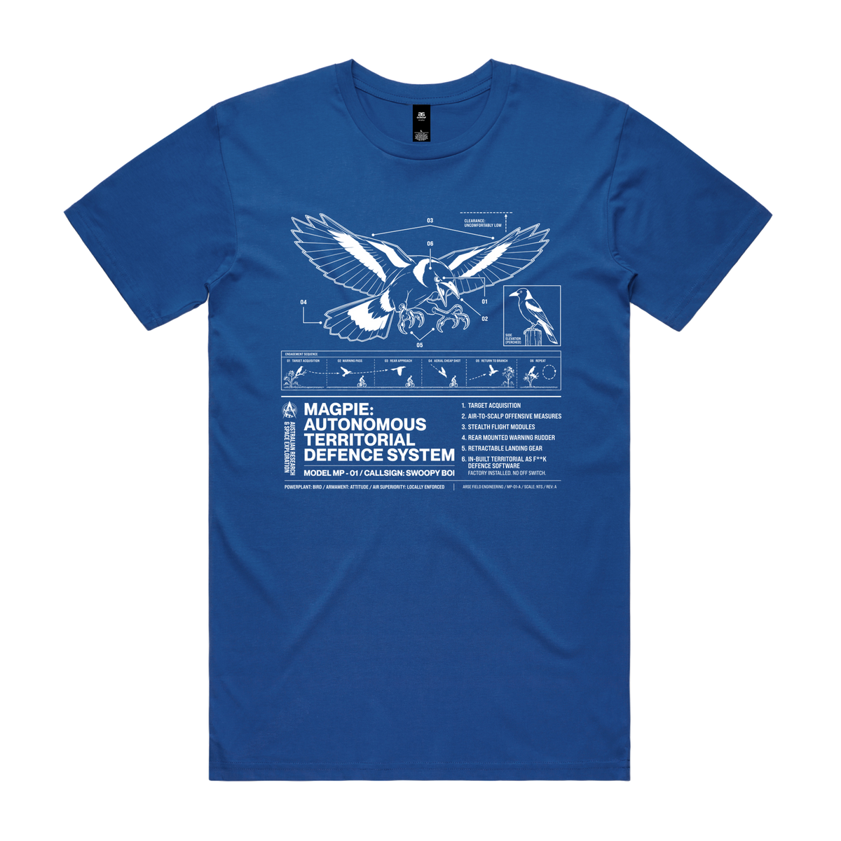 Autonomous Territorial Defence System Tee — Bright Royal front