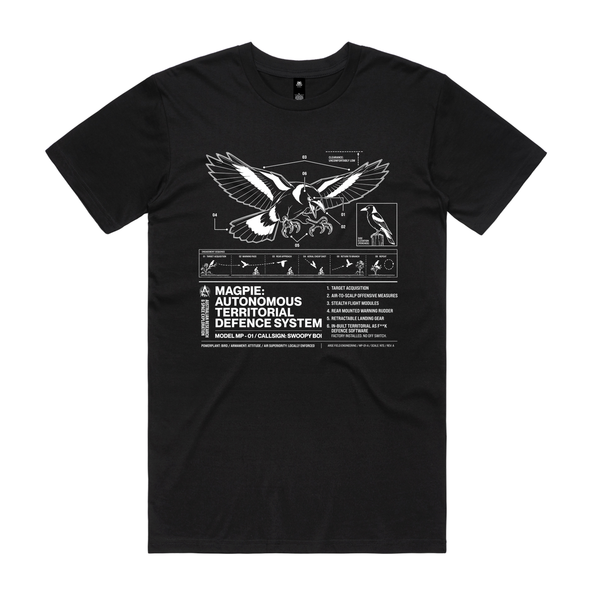 Autonomous Territorial Defence System Tee — Black front