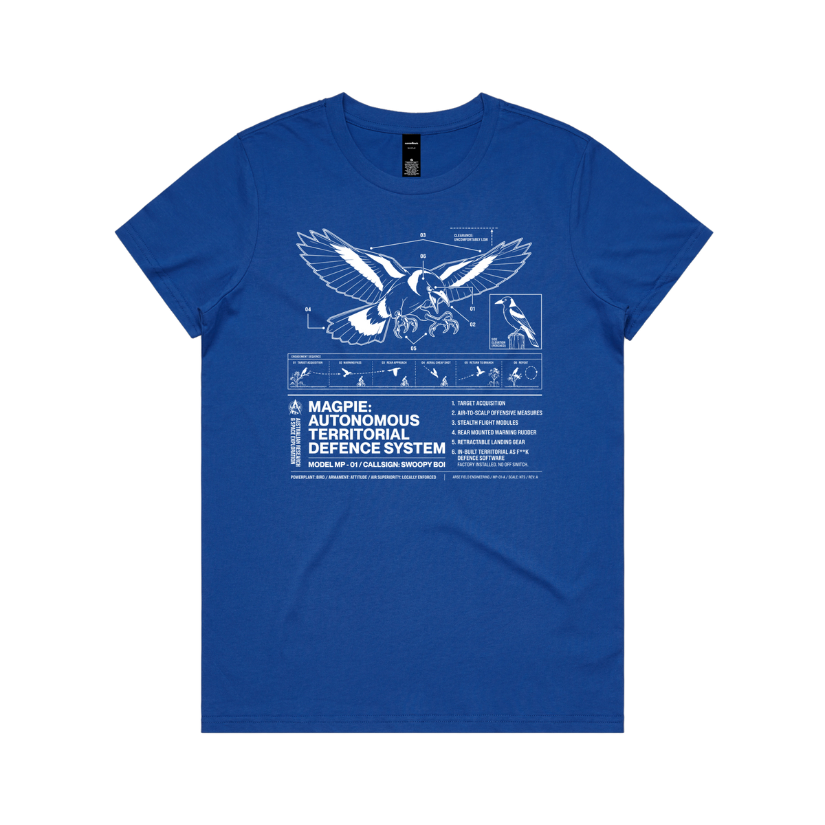 Autonomous Territorial Defence System Womens Tee — Bright Royal front